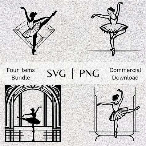 Ballet Dance Svg Png Collection Art Hand Drawn Clipart Ballerina Themed Vector Illustration