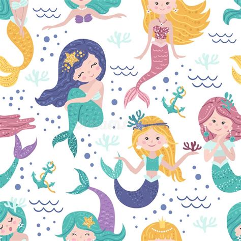 Mermaids Play Under The Water Stock Illustration Illustration Of