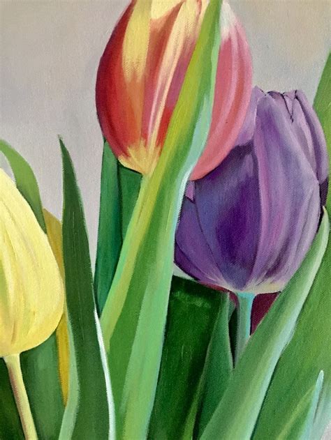 tulips  shown   oil painting