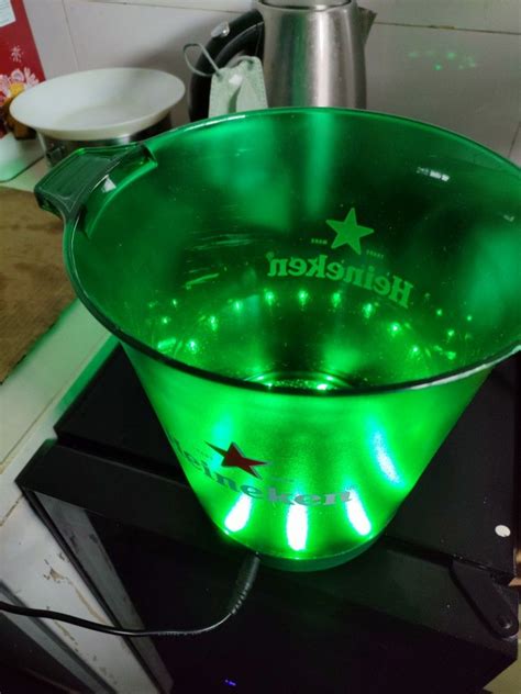 Heineken Ice Bucket With Led Light With Bar Mats Food And Drinks