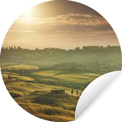 Wallcircle Muurstickers Behangcirkel Toscane Landschap Zon