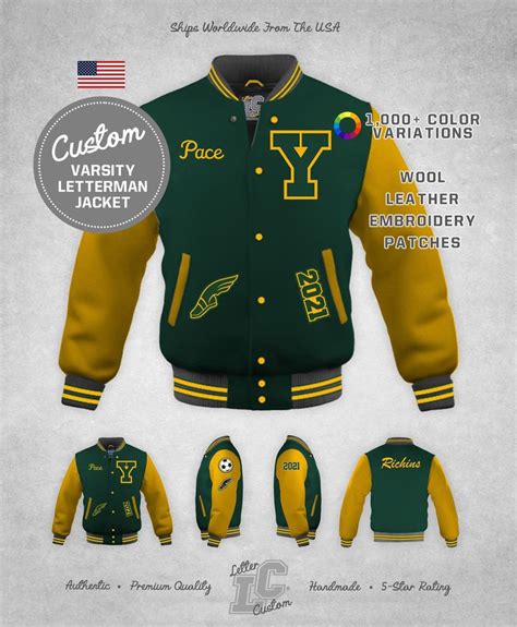 Custom Varsity Letterman Track And Field Jacket Gold Leather And Forest Green Wool Authentic