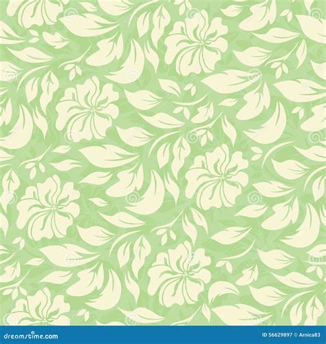 Abstract Seamless Pattern With Beautiful Green Floral Background Stock