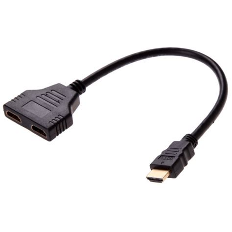 HDMI Male to Double HDMI Female Adapter Cable Cord Connection 30cm ...