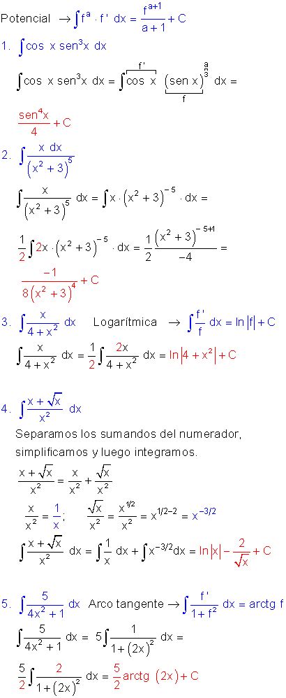 Ejercicios De Integrales Inmediatas Resueltos