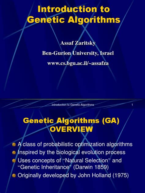 An Introduction To Genetic Algorithms Concepts Metaphors Components