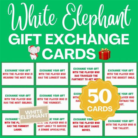 Christmas White Elephant Game White Elephant Cards Christmas Gift Exchange Game White Elephant ...