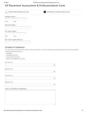 Fillable Online Gp Placement Assessment Professionalism Form Qmplus