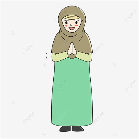 Garota De Personagem Muçulmana De Desenho Animado Em Hijab PNG Padrão