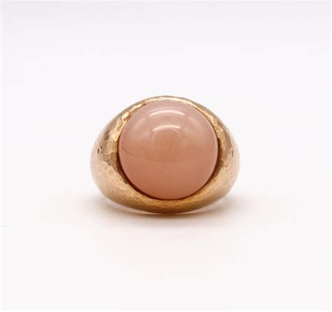 Tiffany Co By Paloma Picasso Hammered Cocktail Ring 18kt Gold 1128 Ct Moonstone For Sale At 1stdibs