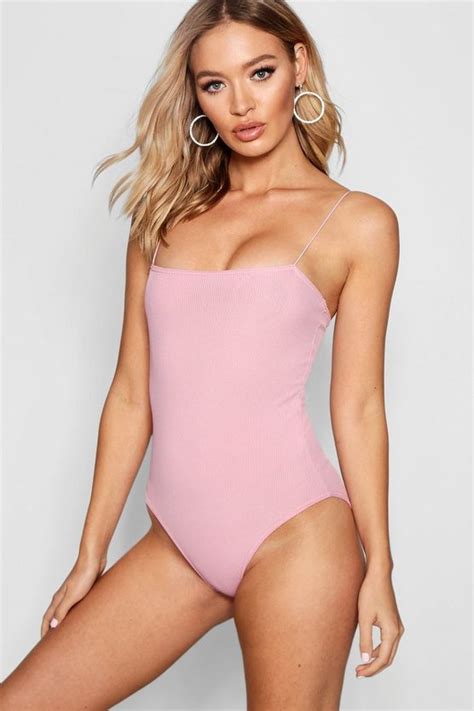 Basic Rib Square Neck Bodysuit Boohoo