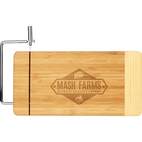 Bamboo Rectangle Cutting Board With Metal Cheese Cutter — Vermont Awards And Engraving