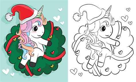 Coloring Pages Of Unicorns Christmas Cartoon Hand Drawn Unicorn