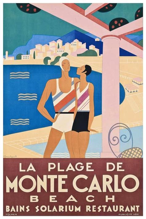 Reprint Of A Vintage S Travel Poster La Plage De Monte Carlo Etsy