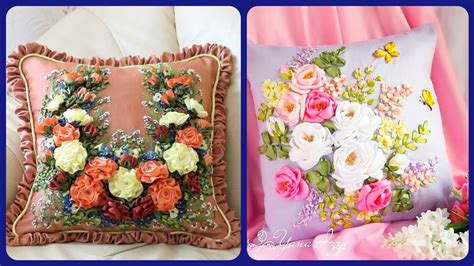 Super Stylish And Outstanding Ribbon Embroidery Pillow And Cushion Cover Ideas Youtube