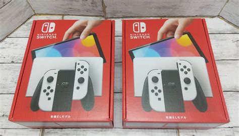 【未使用】e02 1034 未使用品 Nintendo Switch ニンテンドースイッチ 本体2台セット ① 有機elモデル ホワイト ※箱