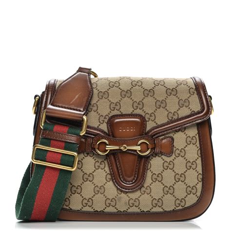 Gucci Monogram Medium Lady Web Shoulder Bag Brown