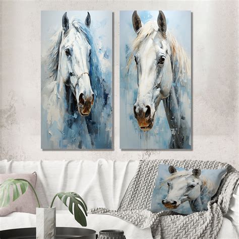 August Grove® White Blue Horse Serenity Revealed Pointillism " White