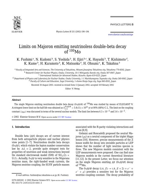 PDF Limits On Majoron Emitting Neutrinoless Double Beta Decay Of 100Mo