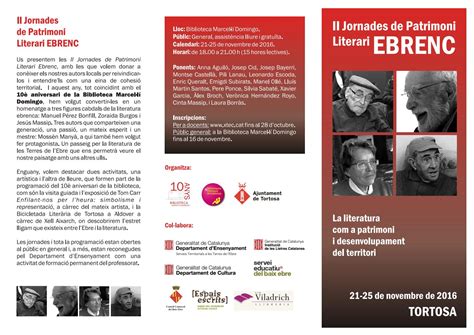 II Jornades Patrimoni Literari Ebrenc 2016 Biblioteca Tortosa By