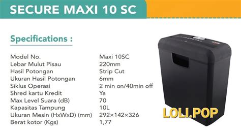 Secure Maxi Sc Strip Cut Mesin Penghancur Kertas Paper Shredder