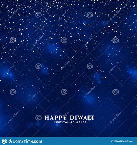 Happy Diwali Blue Background with Falling Fireworks Sparkles Stock ...