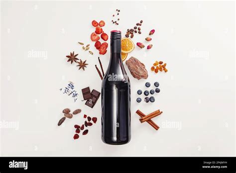 Possible Flavor Components Of Red Wine Creative Composition Stock