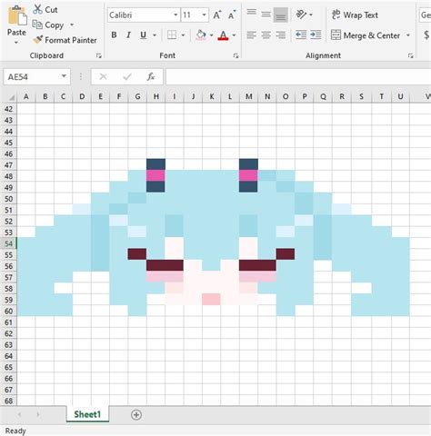 hatsune miku pixel art thing i made on excel for fun | Pixel art ...