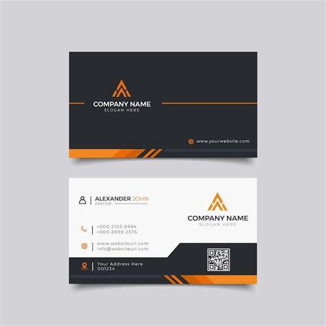 Premium Vector Modern Business Card Black And Orange Elegant Professional