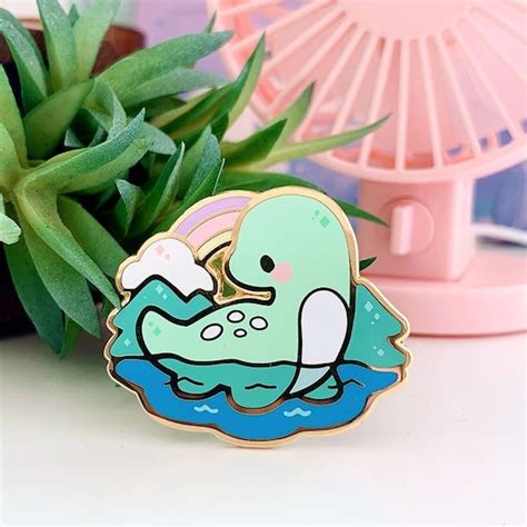 Loch Ness Monster Cute Cryptid Enamel Pin Nessie Pin Kawaii Etsy