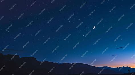 Premium Photo | Sky night stars and moon islamic nightsunset