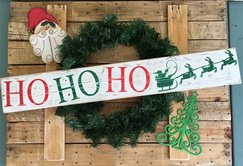 Ho Ho Ho Christmas Signvintage Christmas Signrustic Christmas Sign