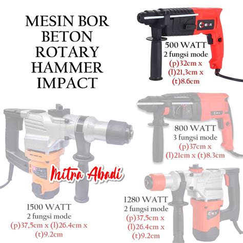 Jual Mesin Bor Bobok Tembok Beton Rotary Hammer Drill Impact 500W