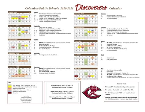 2020-2021 School Calendar Released | Columbus Public Schools