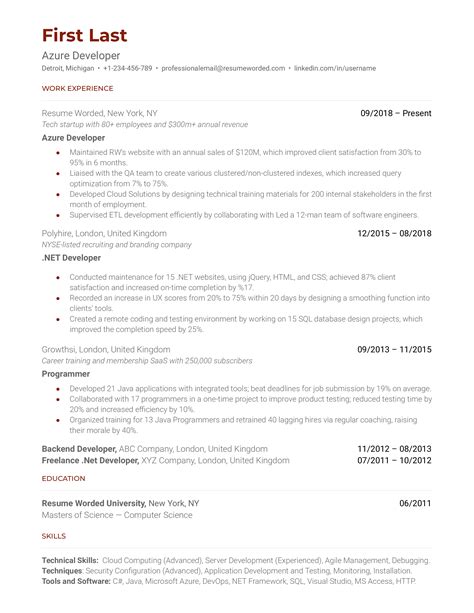 Azure Cloud Engineer Resume Sample Writing Tips Resumekraft Vrogue