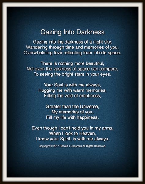 Gazing Into Darkness Poem by Ronald Chapman - Poem Hunter