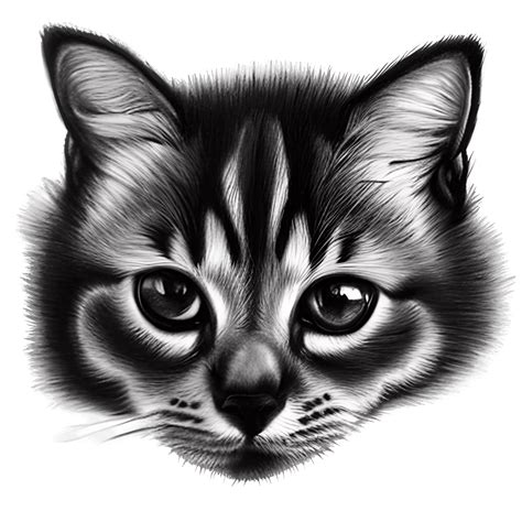 Dibujo a lápiz hiperrealista muy detallado de un hermoso gatito