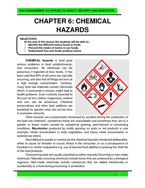 SOLUTION: CHAPTER 6 CHEMICAL HAZARDS - Studypool