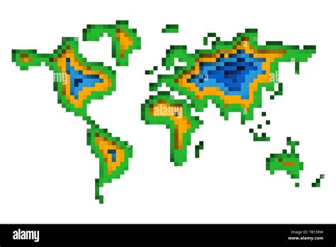 Pixel Art Design Of World Map Vector Illustration Colorful World Map