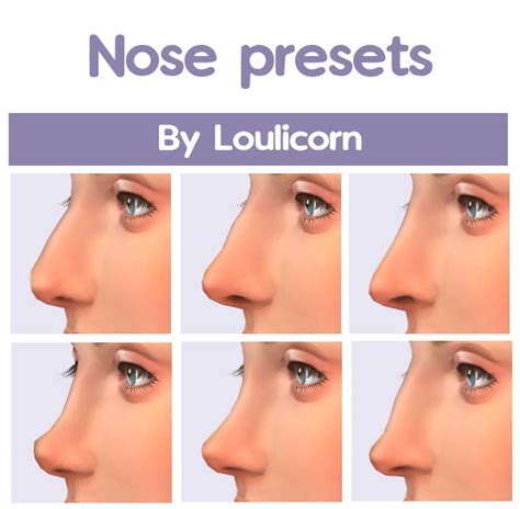 6 nose presets – @loulicorn on Tumblr