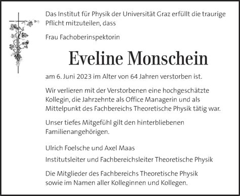 Traueranzeigen Von Eveline Monschein Trauer Kleinezeitung At