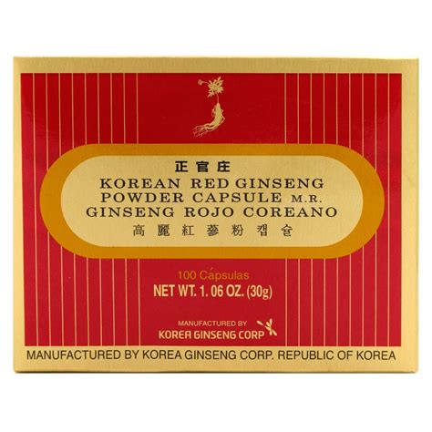 Ginseng Rojo Coreano 100 Cápsulas Marca Korea Ginseng Corp Tremus