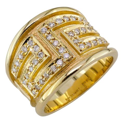 Georgios Collections 18 Karat Yellow Gold Diamond The Greek Key Design