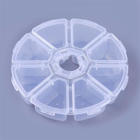 Honeyhandy Plastic Bead Containers Flip Top Bead Storage 8 Compartments Clear 10 5x10 5x2