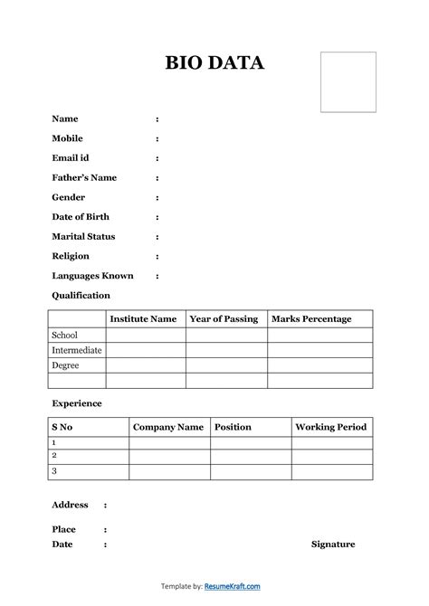 Bio Data For Job Format Word At Getjayceonblog Blog