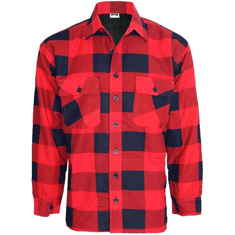 MENS THICK PADDED QUILTED CHECK LUMBERJACK SHIRT WARM WINTER WORK SHIRT ...