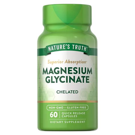Natures Truth Superior Absorption Magnesium Glycinate Chelated Capsules, 60 Ea
