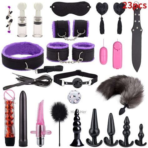 Adult Handcuffs Ball Whip Kit Bondage Set Couple SM Sex Toys For Women