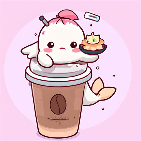 Cute Adorable Kawaii Chibi Axolotl With Coffee Latte Creative Fabrica