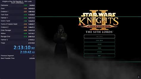 KOTOR 2 Any Glitchless Speedrun 2 13 10 92 Previous WR YouTube